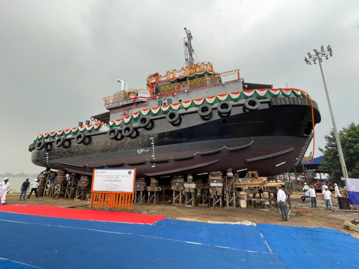 25टी. बोलार्ड पुल टग, अश्व (यार्ड 337) का प्रक्षेपण 03 अक्टूबर 2024 को तीसरा 25टी. बोलार्ड पुल टग मेसर्स टी.आर.एस.एल. कोलकाता में