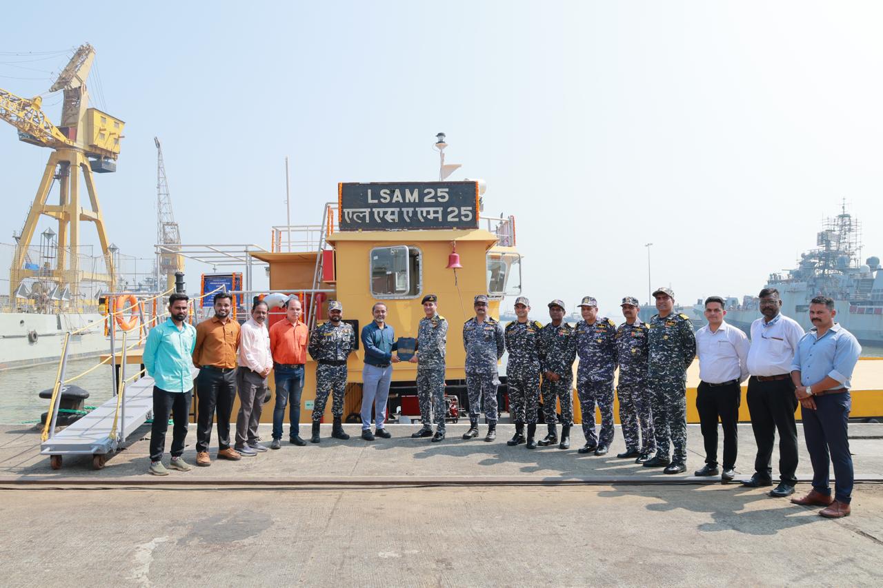 DELIVERY OF ELEVENTH AMMUNITION CUM TORPEDO CUM MISSILE (ACTCM) BARGE, LSAM 25 (YARD 135)