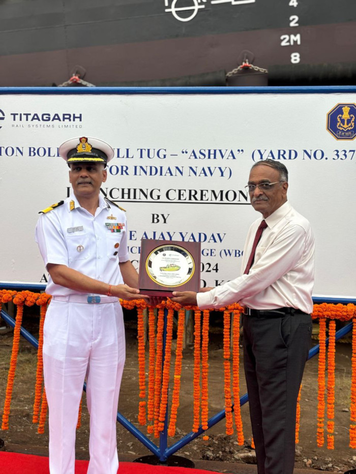 25टी. बोलार्ड पुल टग, अश्व (यार्ड 337) का प्रक्षेपण 03 अक्टूबर 2024 को तीसरा 25टी. बोलार्ड पुल टग मेसर्स टी.आर.एस.एल. कोलकाता में