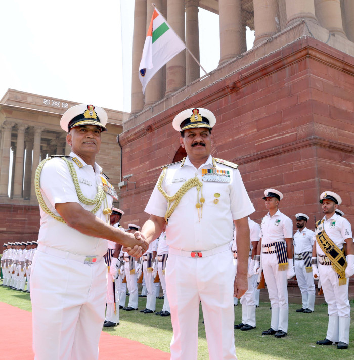 Admiral Dinesh K Tripathi PVSM, AVSM, NM Assumes Command of The Indian Navy As 26th Chief of The Naval Staff