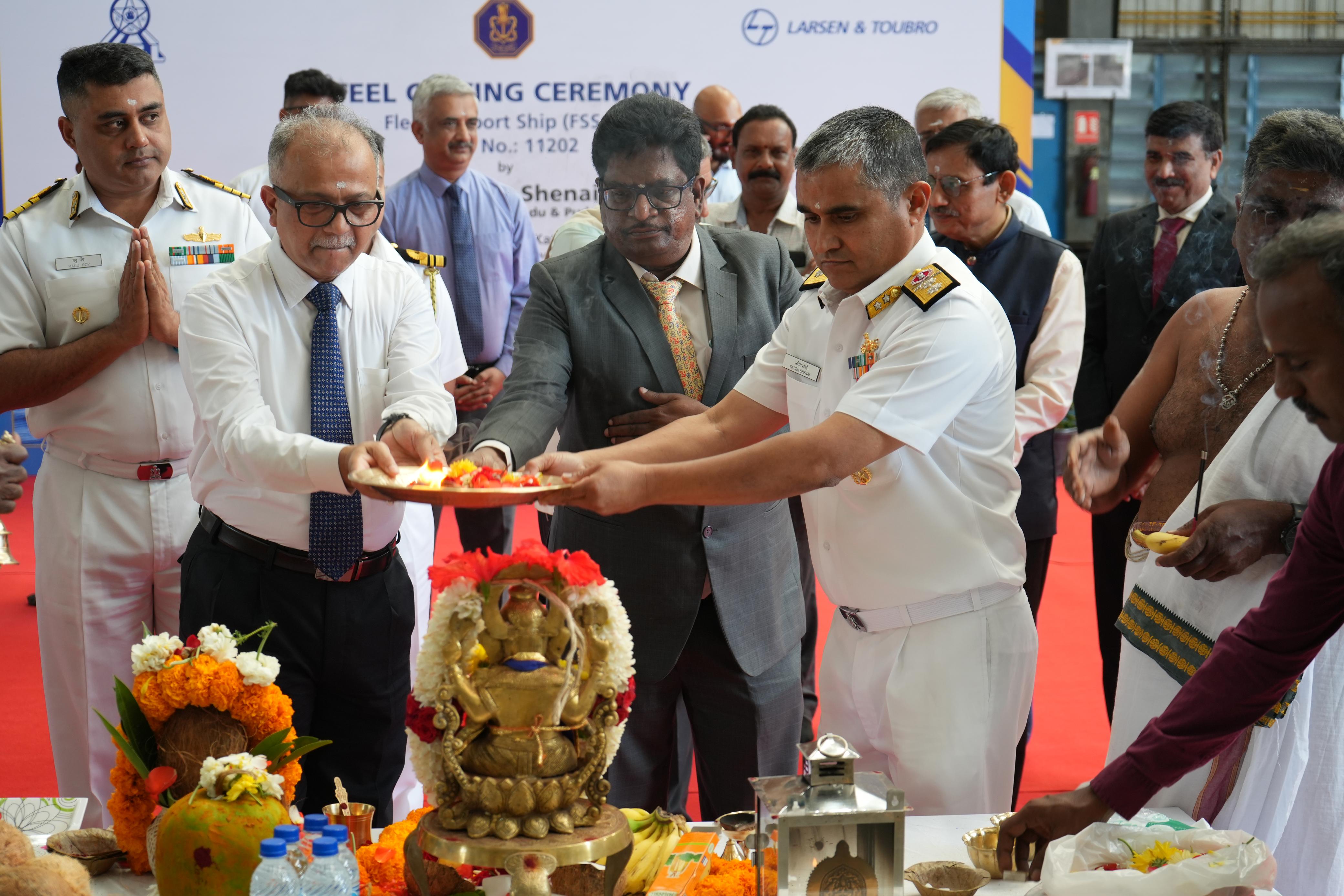 STEEL CUTTING OF THIRD FLEET SUPPORT SHIP FOR INDIAN NAVY