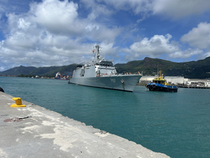 INS Sunayna Enters Port Victoria Seychelles