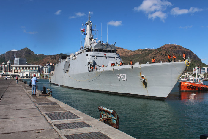 INS Sunayna at Port Louis, Mauritius