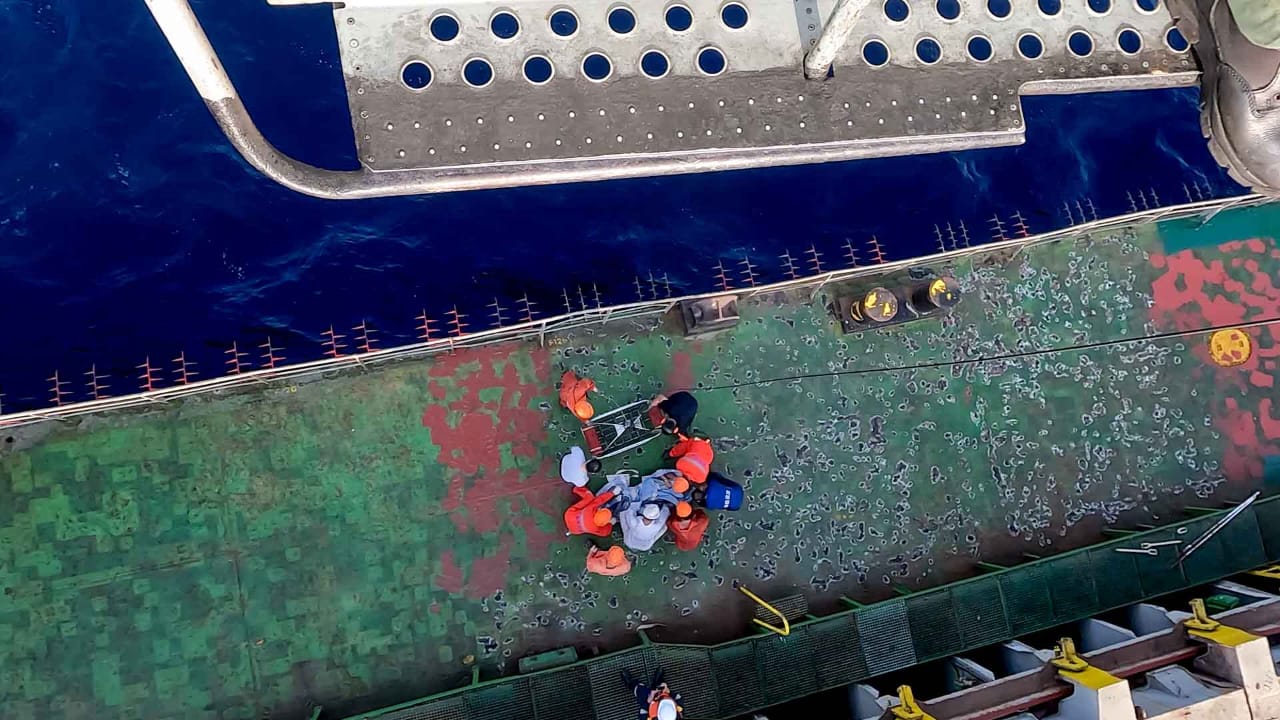 INDIAN NAVY AND COAST GUARD CARRY OUT DARING MEDEVAC OPERATION OUT AT SEA