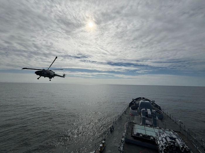 Indian Naval Ship Tabar Conducts MPX with Sea Lynx of German Navy