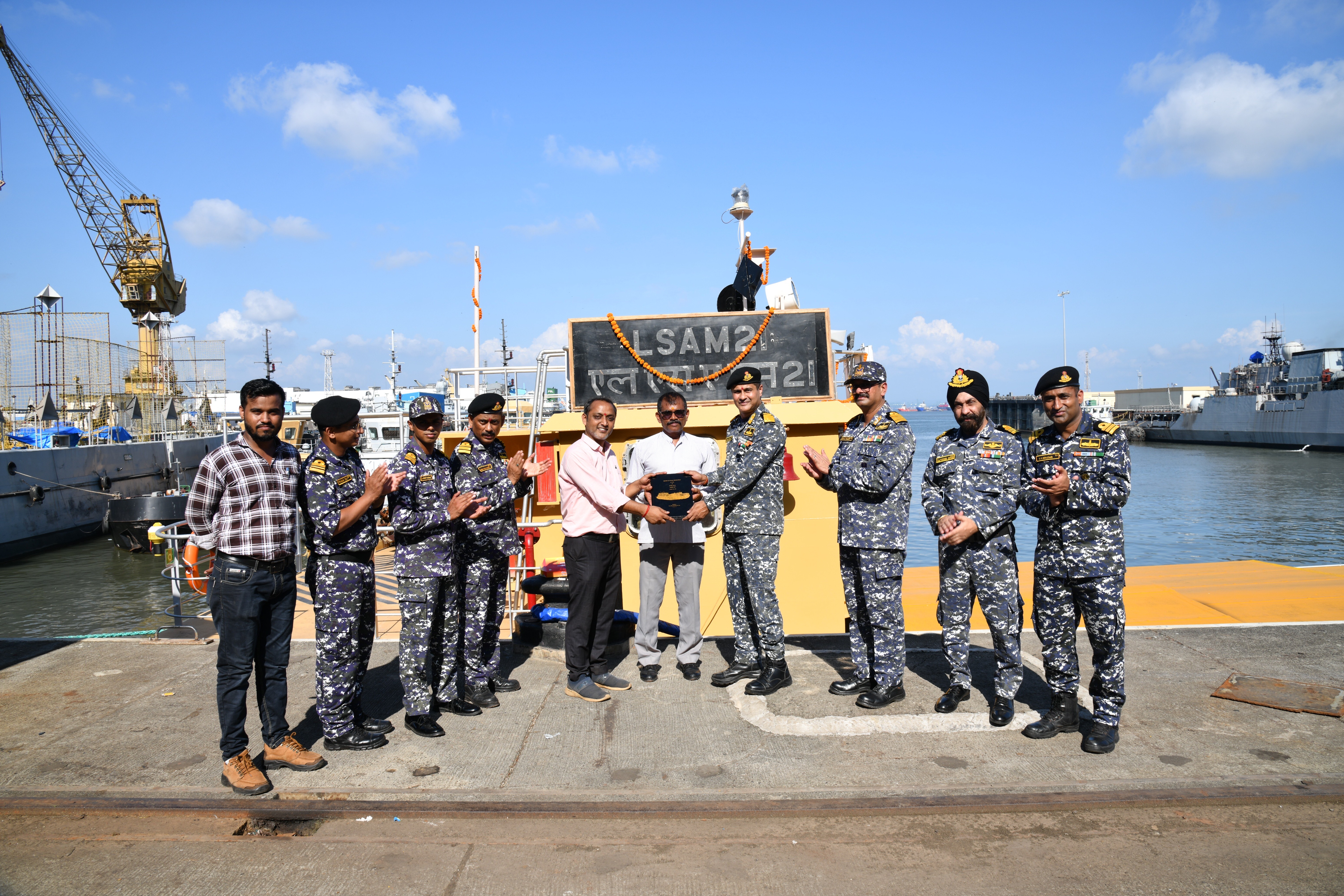 Delivery of Ammunition Cum Torpedo Cum Missile Barge, LSAM 21 (Yard 131)