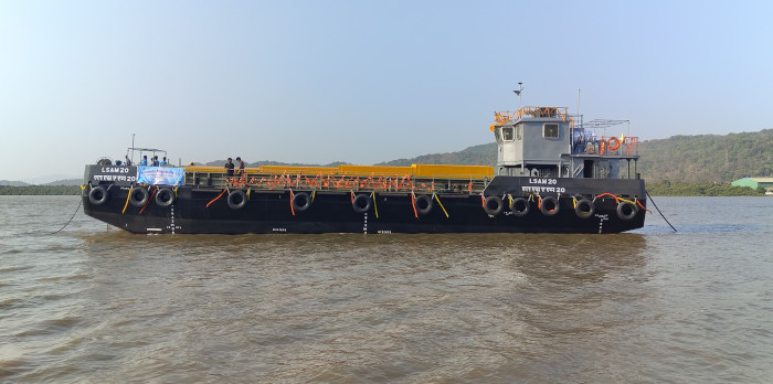 Launch of 6th Ammunition Cum Torpedo Cum Missile Barge, LSAM 20 (Yard 130)