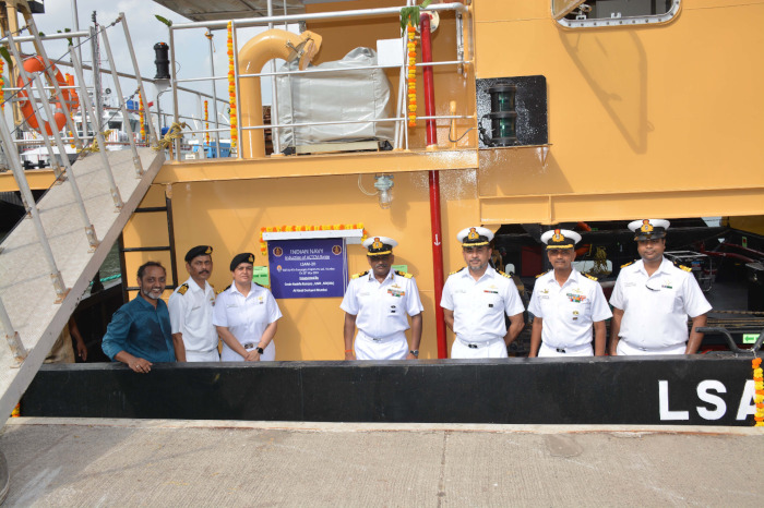 Delivery of Sixth Ammunition Cum Torpedo Cum Missile Barge, LSAM 20 (Yard 130)