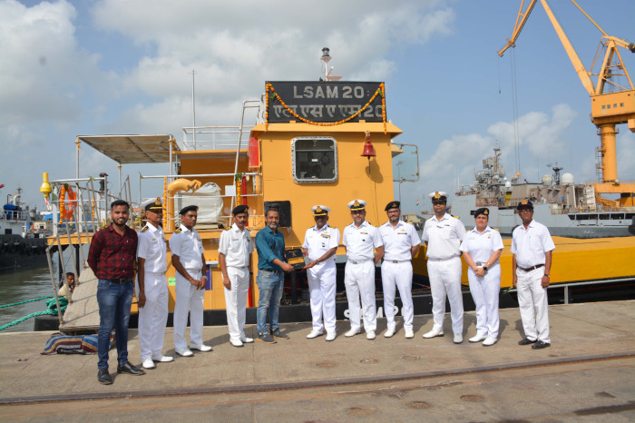Delivery of Sixth Ammunition Cum Torpedo Cum Missile Barge, LSAM 20 (Yard 130)