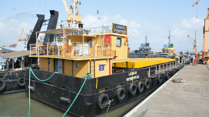 Delivery of Sixth Ammunition Cum Torpedo Cum Missile Barge, LSAM 20 (Yard 130)