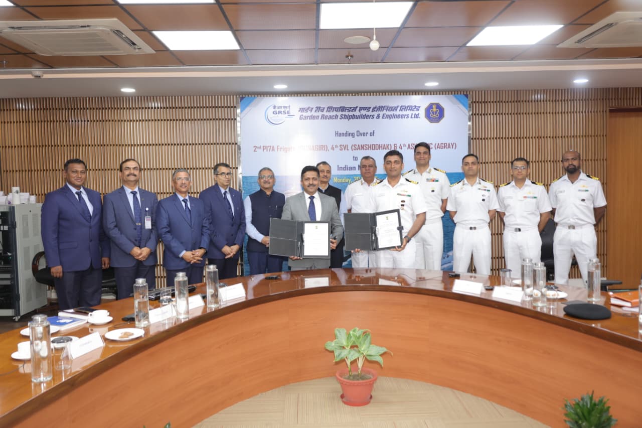  DELIVERY OF AGRAY – THE FOURTH ANTI-SUBMARINE WARFARE SHALLOW WATER CRAFT BUILT BY GRSE, KOLKATA