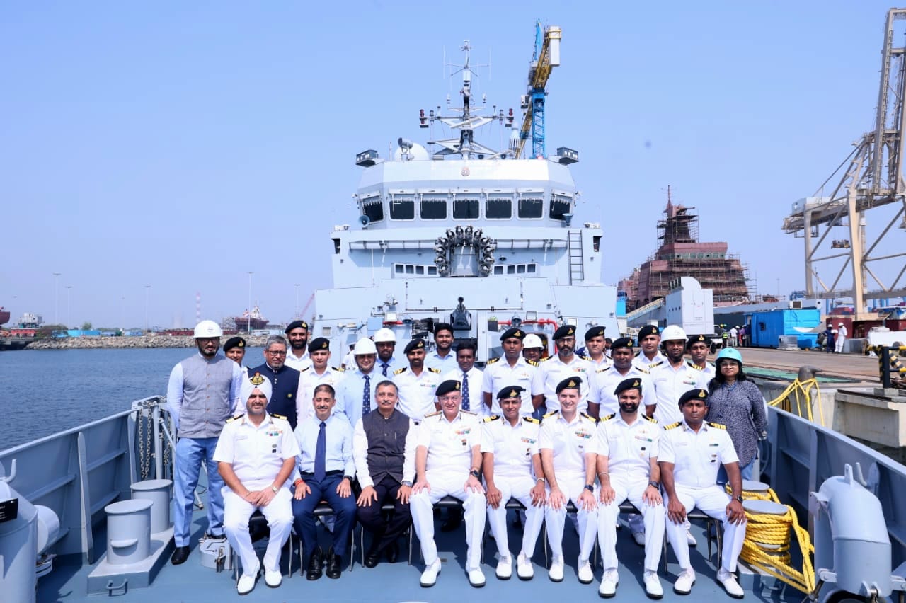 DELIVERY OF ‘ARNALA’- FIRST ANTI SUBMARINE WARFARESHALLOW WATER CRAFT TO THE INDIAN NAVY