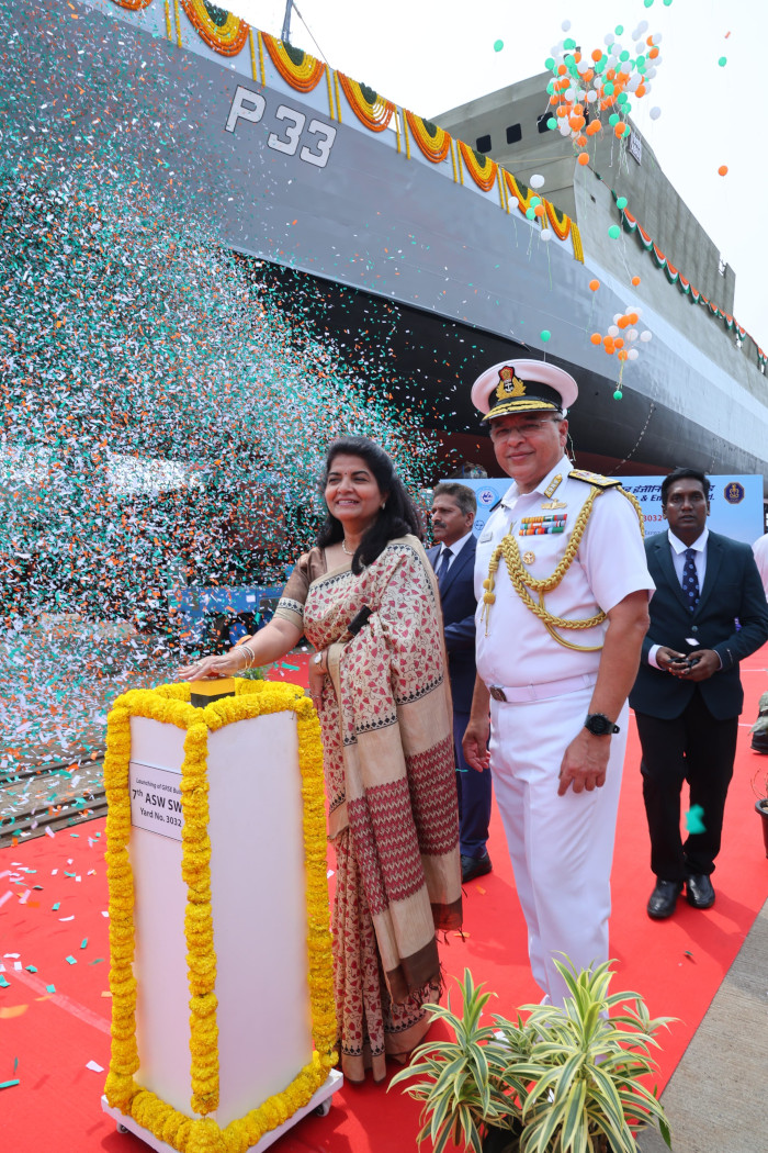 LAUNCH OF ‘ABHAY’, SEVENTH SHIP OF ASW SWC (GRSE) PROJECT
