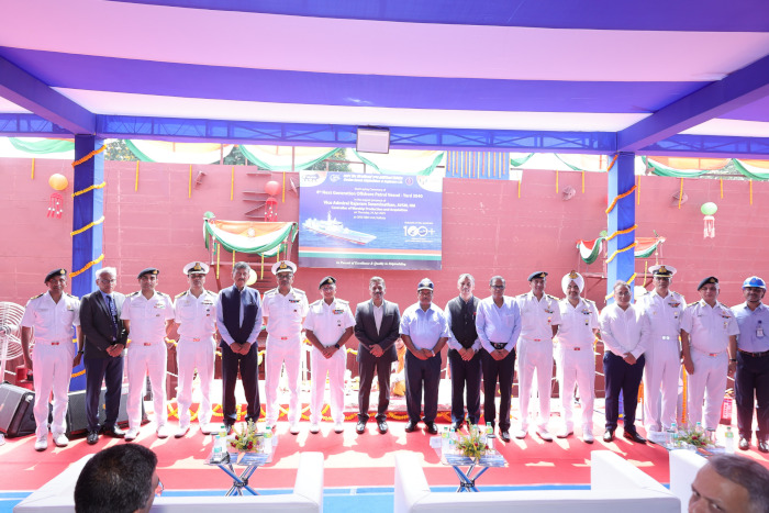 चौथे अगली पीढ़ी के अपतटीय गश्ती पोत यार्ड (3040) की आधारशिला स्थापना समारोह