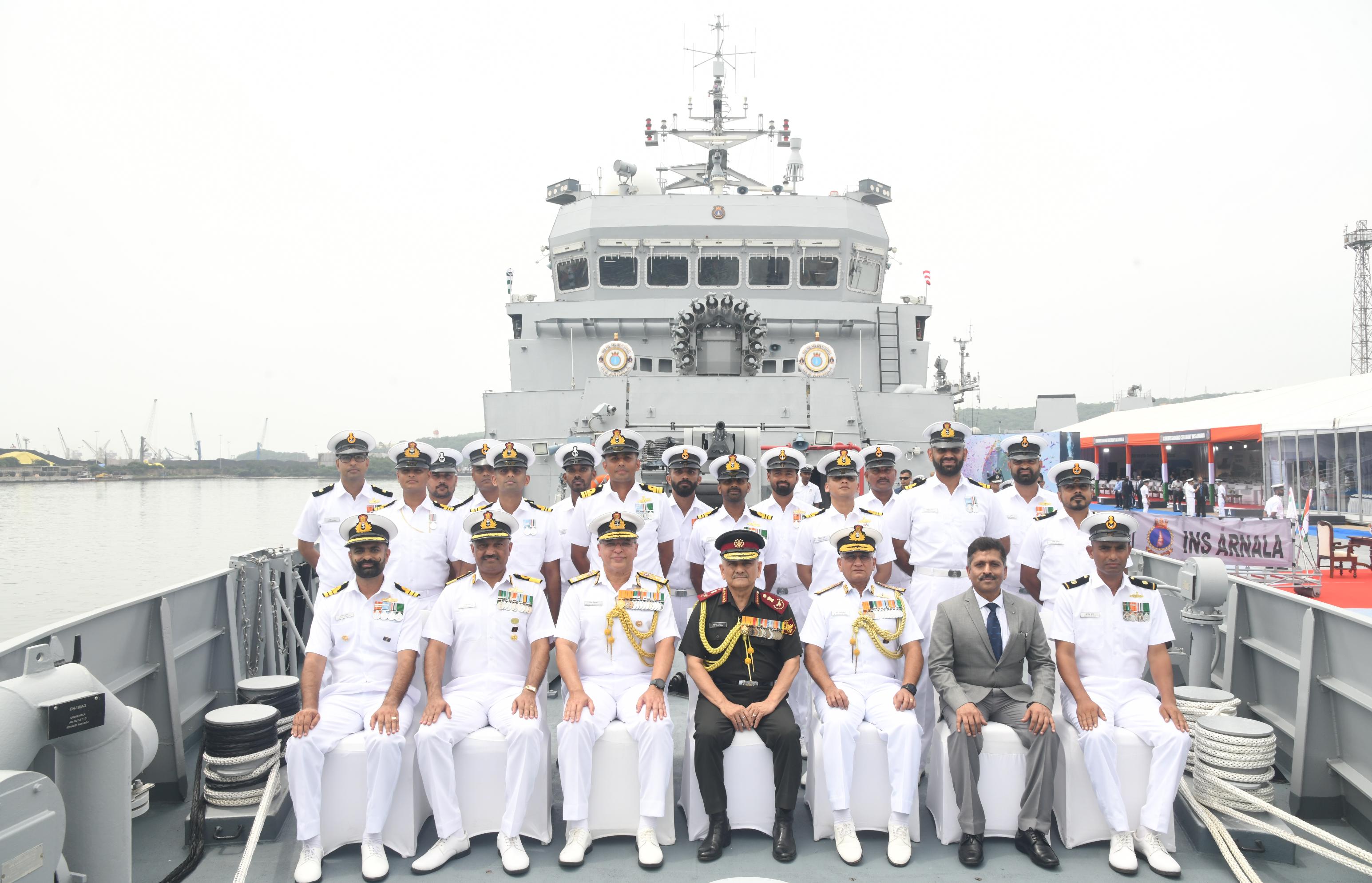  INS ARNALA COMMISSIONED INTO INDIAN NAVY IN THE PRESENCE OF CHIEF OF DEFENCE STAFF, GEN ANIL CHAUHAN AT NAVAL DOCKYARD, VISAKHAPATNAM