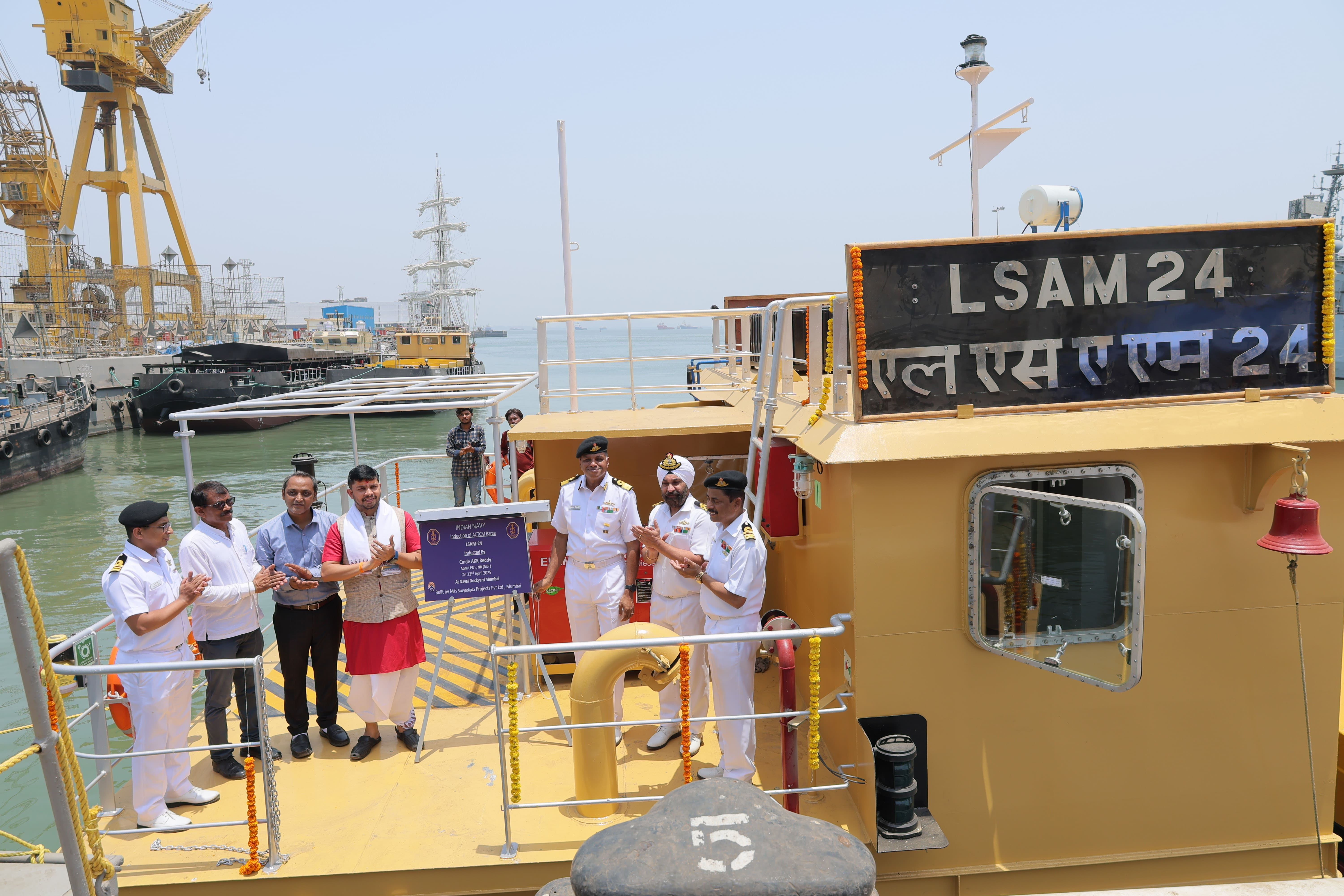  DELIVERY OF 10th AMMUNITION CUM TORPEDO CUM MISSILE (ACTCM) BARGE, LSAM 24 (YARD 134) 