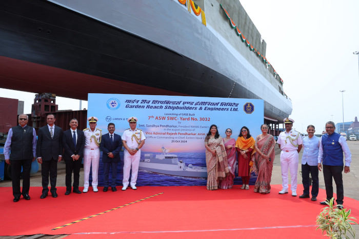 LAUNCH OF ‘ABHAY’, SEVENTH SHIP OF ASW SWC (GRSE) PROJECT