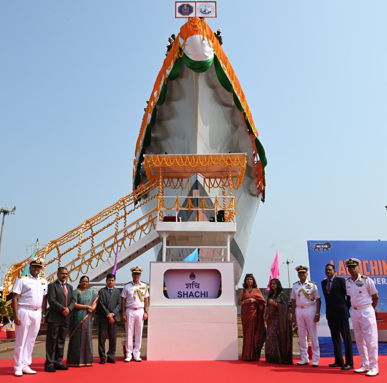   LAUNCH OF FIRST NEXT GENERATION OFFSHORE PATROL VESSEL (YARD 1280, SHACHI) AT M/S GSL, GOA 