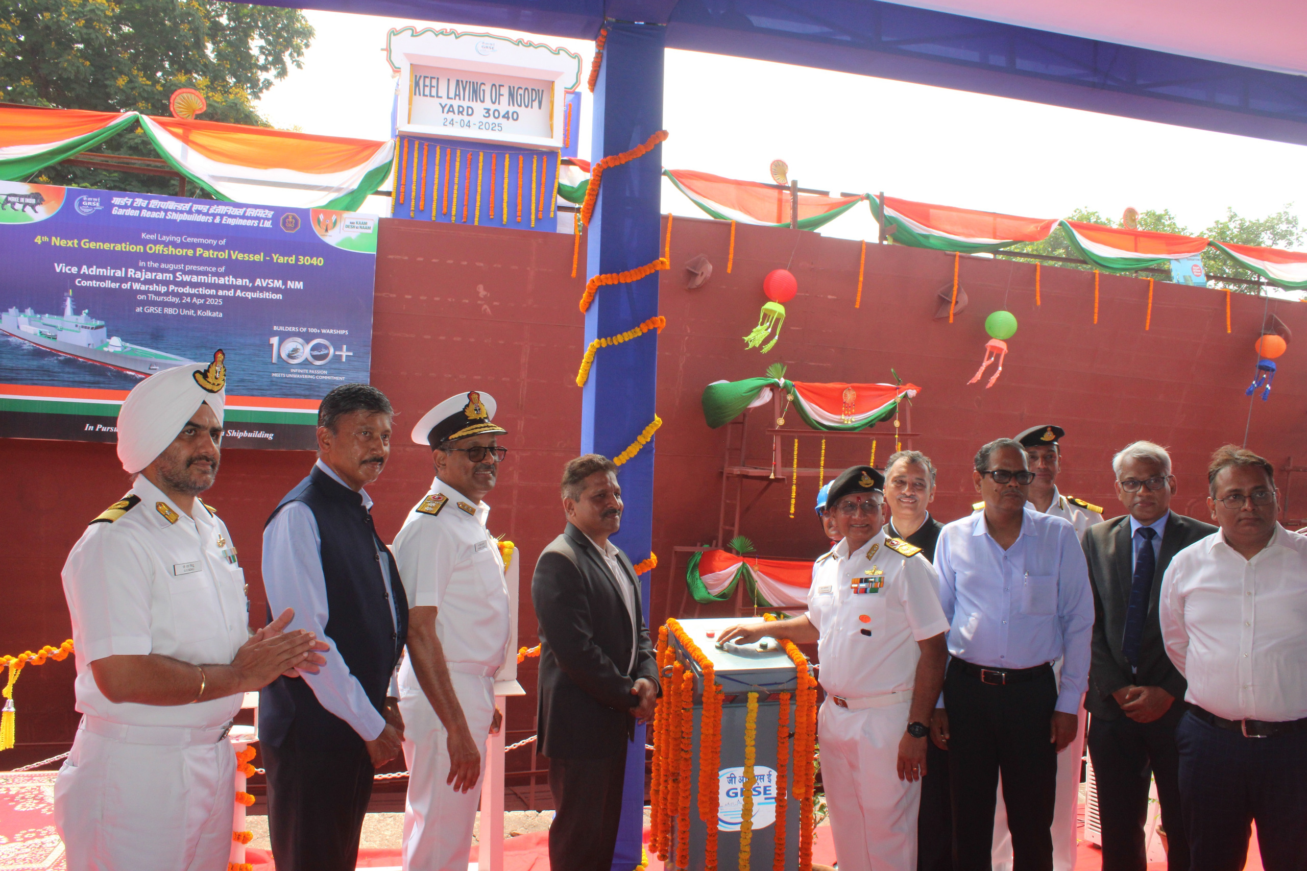 KEEL LAYING OF FOURTH NEXT GENERATION OFFSHORE PATROL VESSEL YARD (3040)