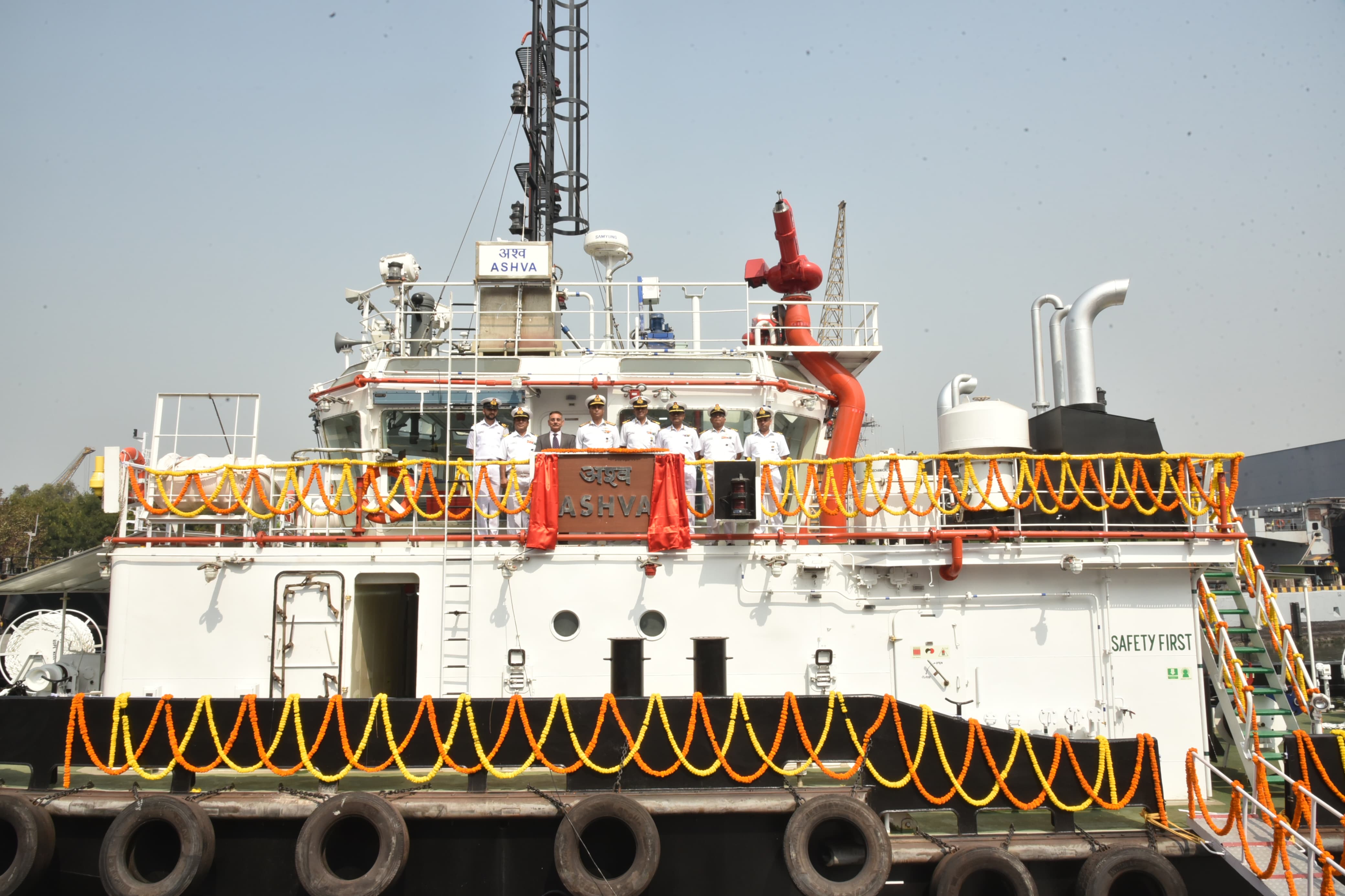 INDUCTION OF THIRD 25T BOLLARD PULL TUG ASHVA (YARD 337) AT NAVAL DOCKYARD, VISAKHAPATNAM