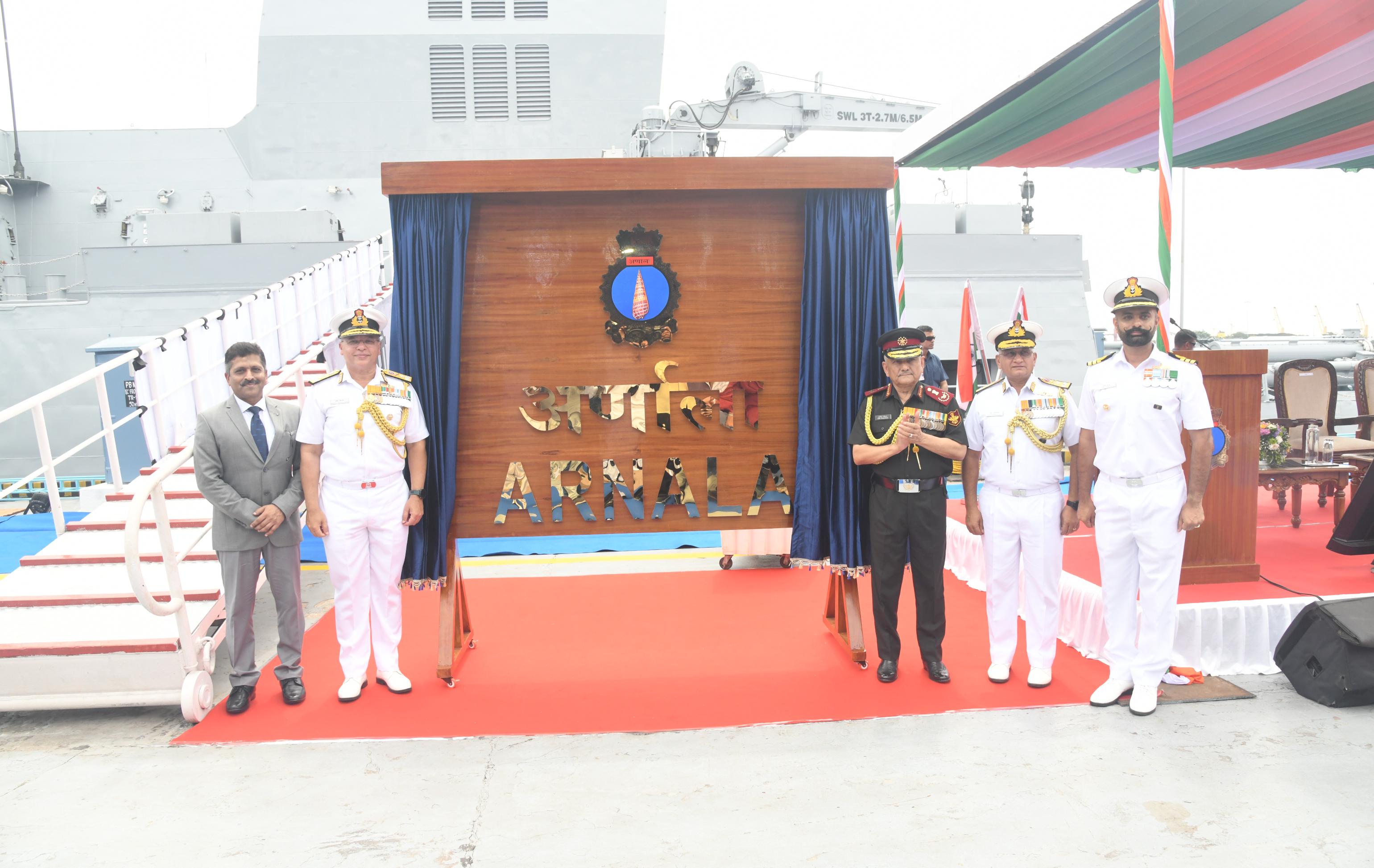  INS ARNALA COMMISSIONED INTO INDIAN NAVY IN THE PRESENCE OF CHIEF OF DEFENCE STAFF, GEN ANIL CHAUHAN AT NAVAL DOCKYARD, VISAKHAPATNAM