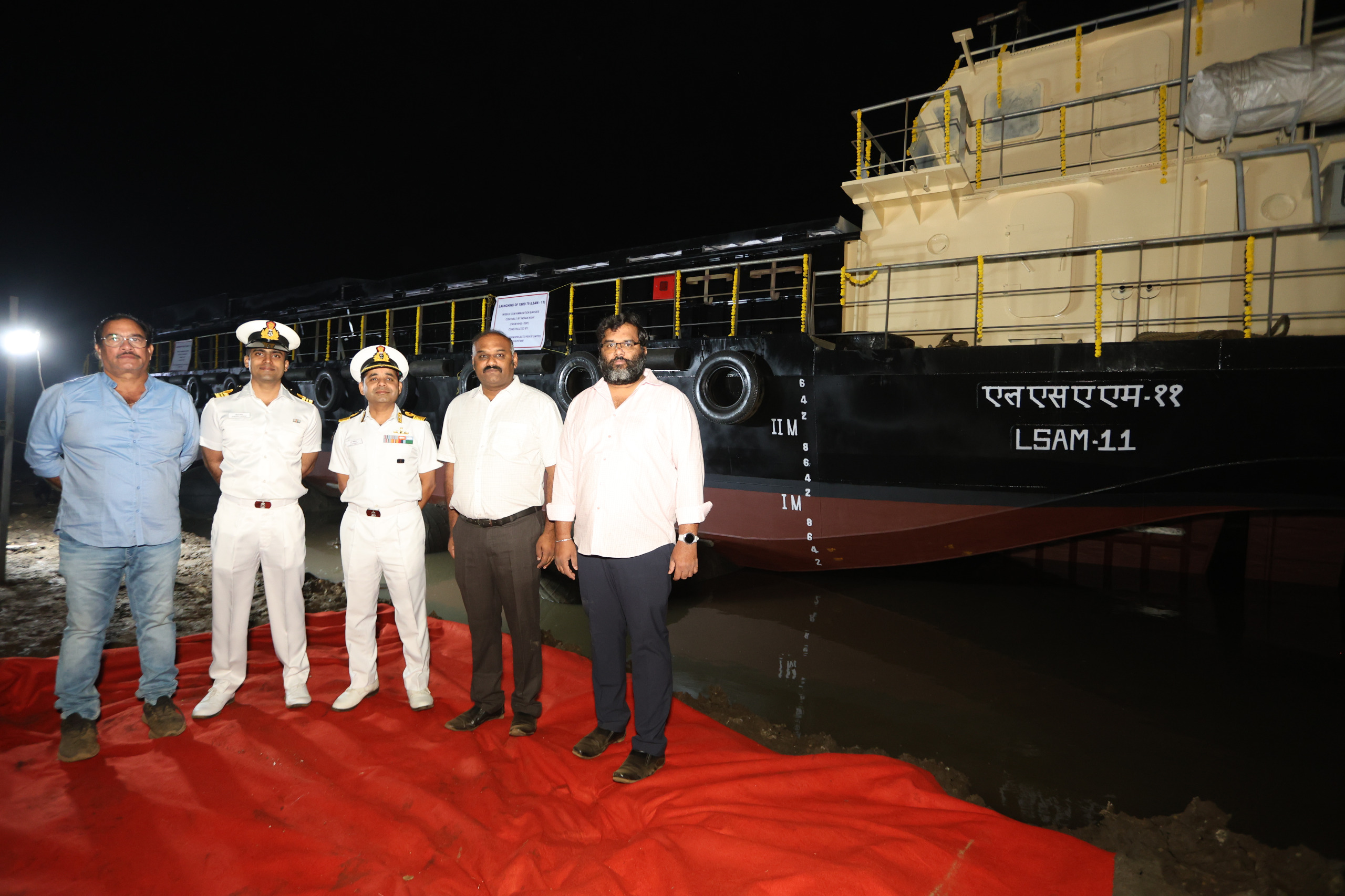 LAUNCH OF EIGHTH MISSILE CUM AMMUNITION (MCA) BARGE, LSAM 11 (YARD 79)
