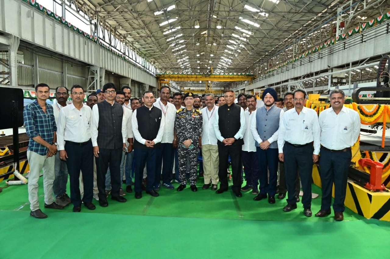 STEEL CUTTING OF FIFTH FLEET SUPPORT SHIP FOR INDIAN NAVY