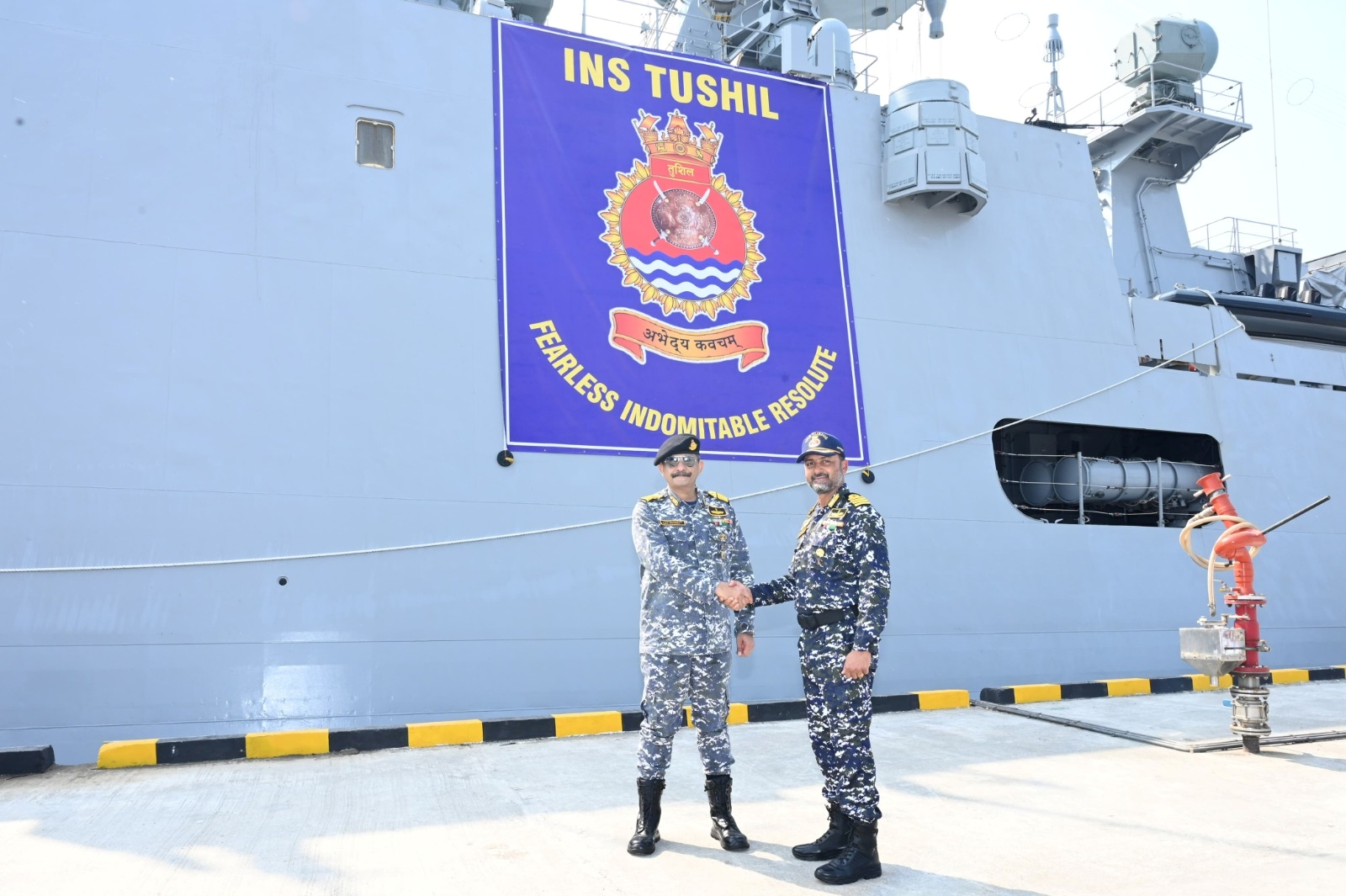 INS Tushil, the first of the two Additional P1135.6 follow-on ships, proudly sailed into her home port, Karwar, on 14 February 2025. This marked the culmination of a historic journey that panned over 12,500 nautical miles. The ship sailed from Kaliningrad, Russia, on 18 December 2024 and visited eight countries across three continents.  The ship was commissioned into the Indian Navy on 09 December 2024, in a ceremony held at Kaliningrad, Russia, in the presence of the Hon'ble Raksha Mantri of India, Shri Ra