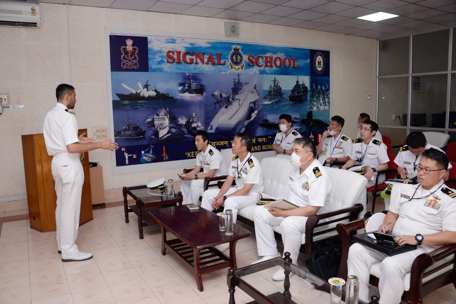 The ship's crew visited professional training schools