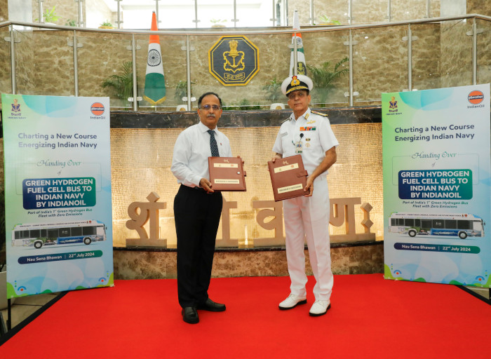 Handing Over of Hydrogen Bus by Indian Oil Corporation Limited to Indian Navy