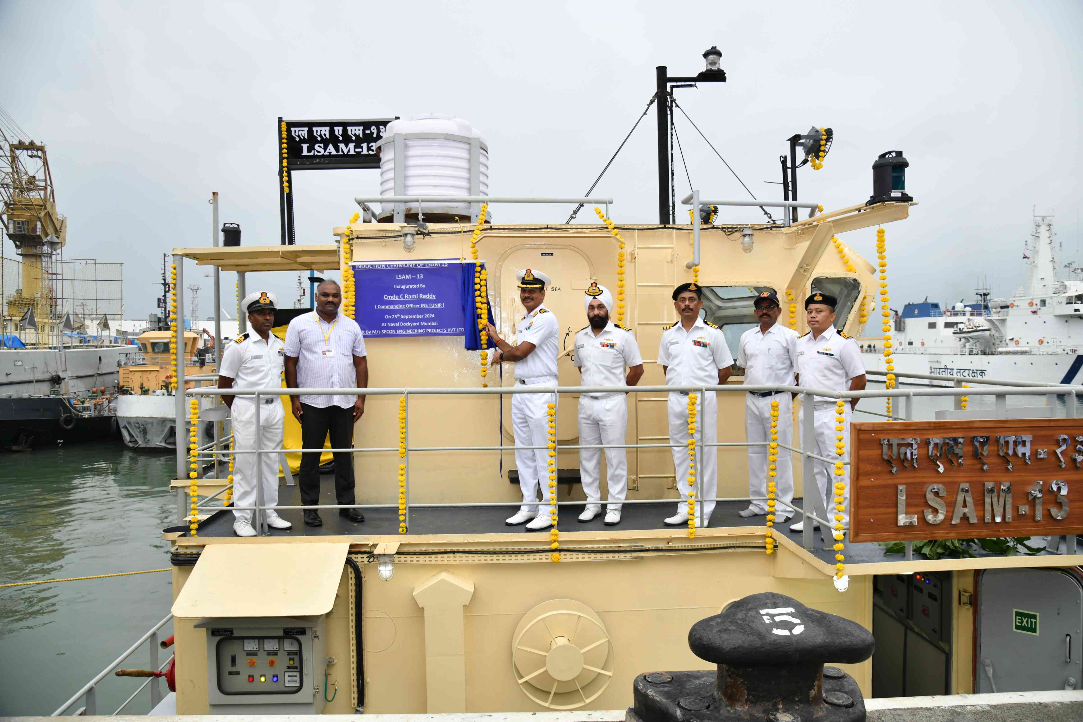 Delivery of LSAM 13 (Yard 81),  Fifth Missile Cum Ammunition (MCA) Barge for INS Tunir