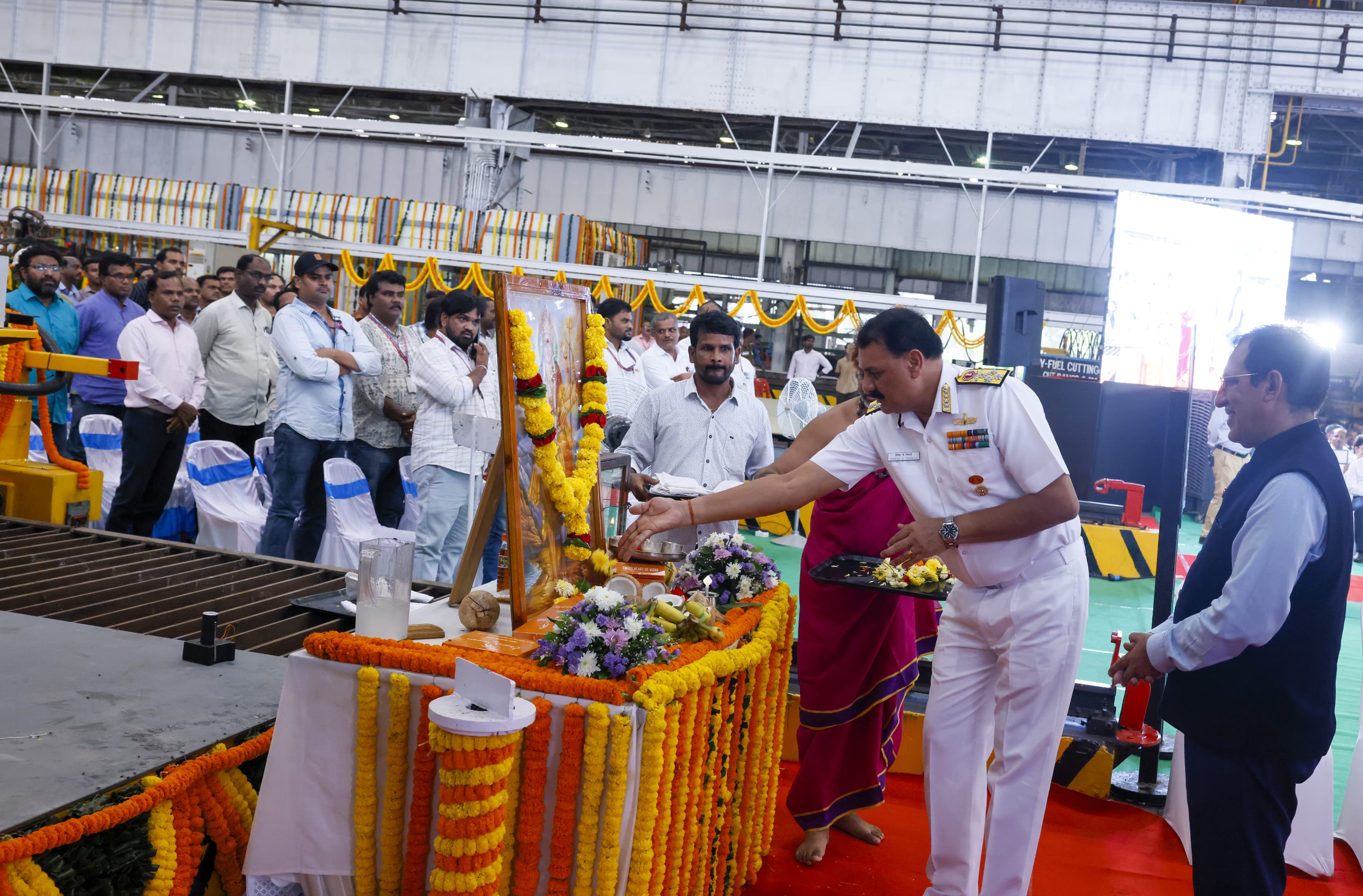 STEEL CUTTING OF FOURTH FLEET SUPPORT SHIP FOR INDIAN NAVY
