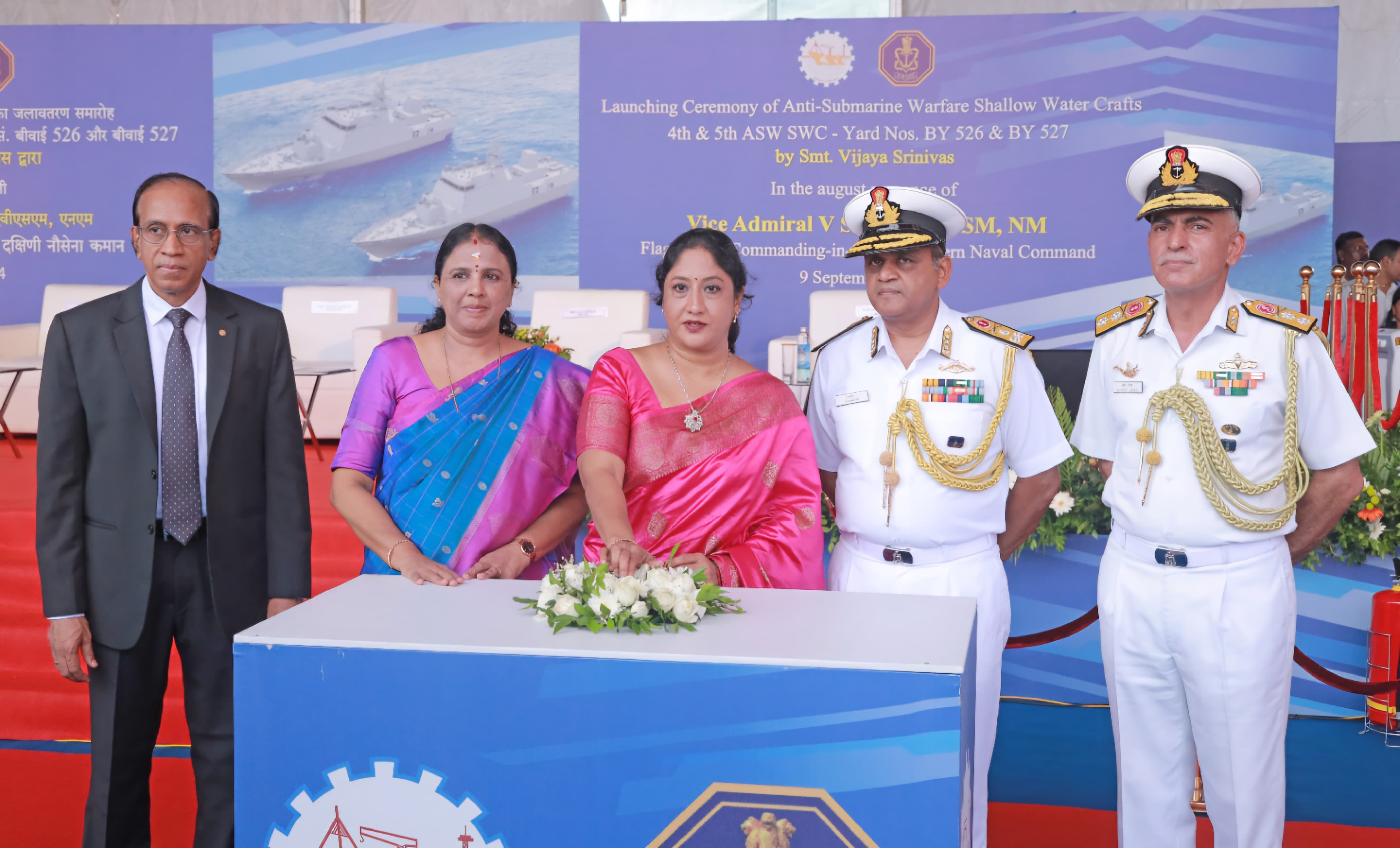 Simultaneous Launch of ‘Malpe and Mulki’, Fourth and Fifth Ships of ASW SWC (CSL) Project