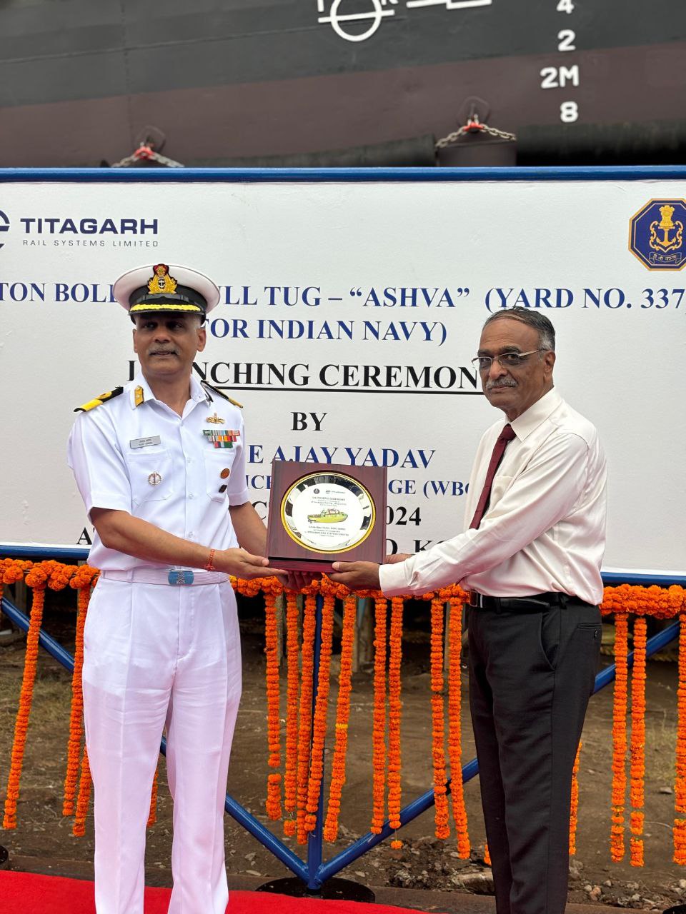 Launch of 25t Bollard Pull Tug, Ashva (Yard 337) Third 25t Bollard Pull Tug on 03 Oct 24 at M/S TRSL Kolkata