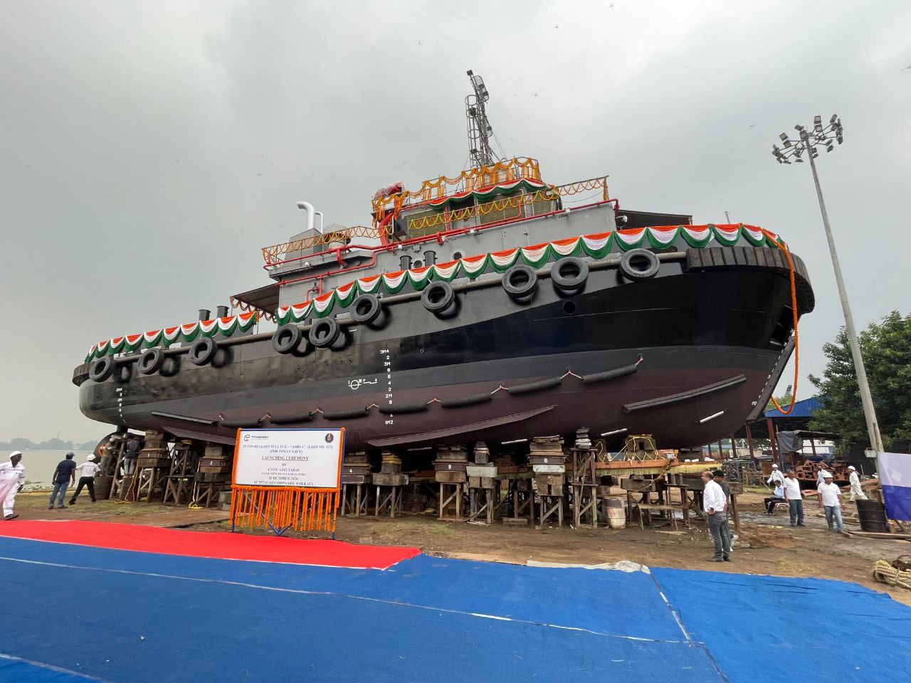 Launch of 25t Bollard Pull Tug, Ashva (Yard 337) Third 25t Bollard Pull Tug on 03 Oct 24 at M/S TRSL Kolkata