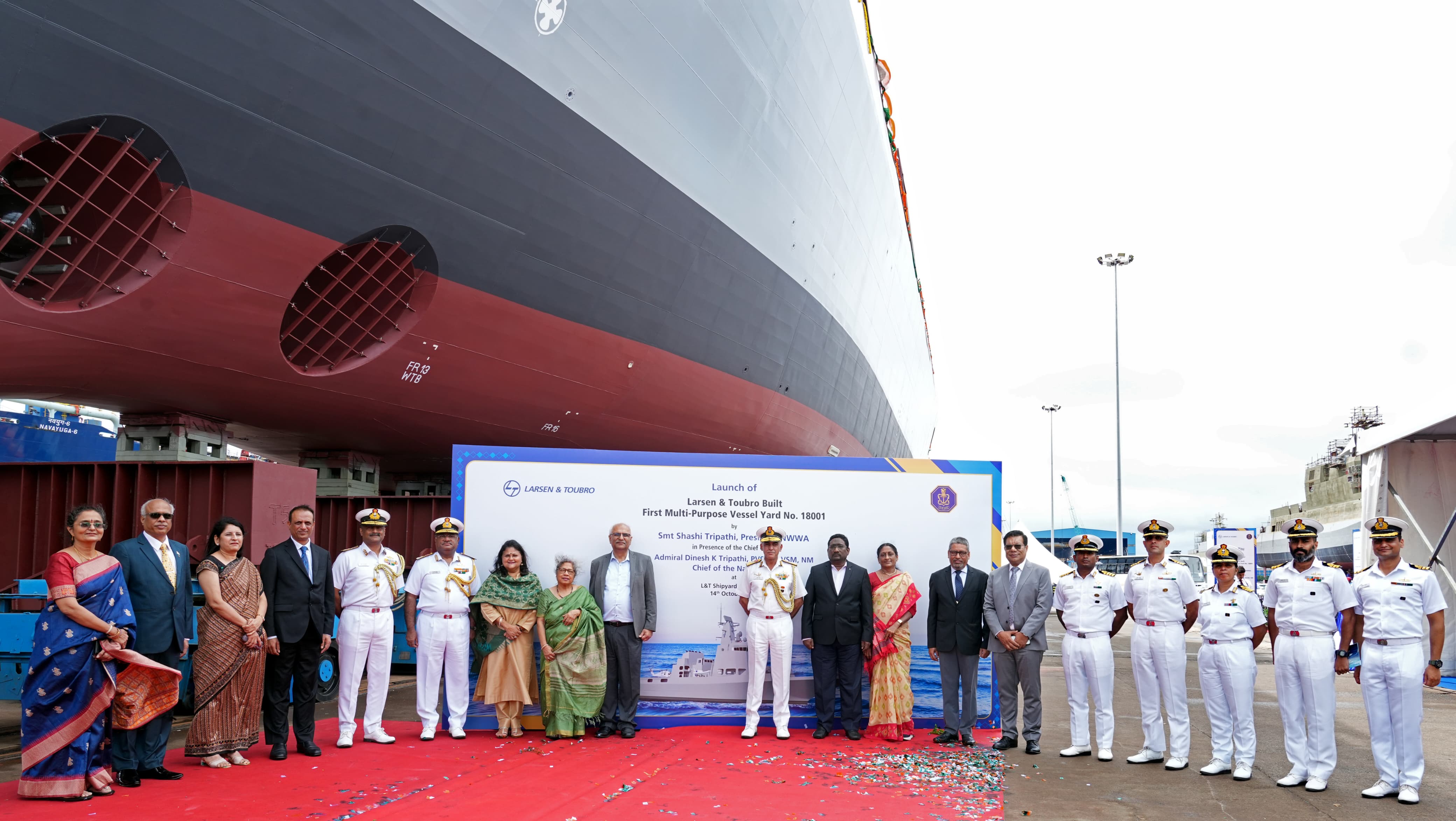 Launch of ‘Samarthak’, First Ship of Multi Purpose Vessel (L&T) Project on 14 Oct 24 at L&T, Chennai
