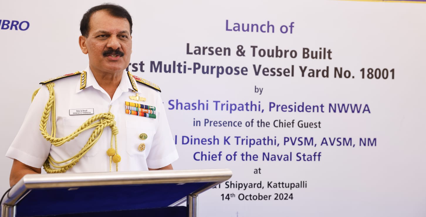 Launch of ‘Samarthak’, First Ship of Multi Purpose Vessel (L&T) Project on 14 Oct 24 at L&T, Chennai