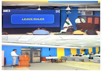 कमोडोर (सी.पी.) - II, नौसेना मुख्यालय/डी.सी.पी. के सी.ए.ओ. ने 04 जुलाई 24 को गोवा के नेवल वॉर कॉलेज में (एन.एस.टी.एम.सी.- 31) को "नौसेना नागरिक कार्मिकों का प्रशासन" पर व्याख्यान दिया