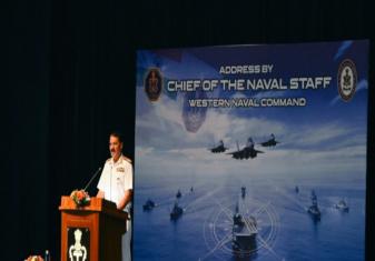 Admiral Dinesh K Tripathi During his Maiden Visit to Western Naval Command Interacted with The Personnel of WNC