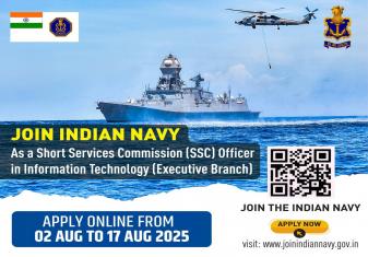 INDIAN NAVY INVITES APPLICATIONS FOR SHORT SERVICE COMMISSION (SSC) IN INFORMATION TECHNOLOGY (EXECUTIVE BRANCH) FOR COURSE COMMENCING – JANUARY 2026.