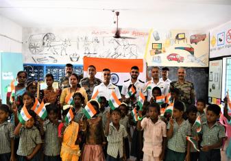 AS PART OF HAR GHAR TIRANGA, INDIAN NAVY PERSONNEL VISITED PRIMARY SCHOOLS AT NAGACHI & VANTARVALSI