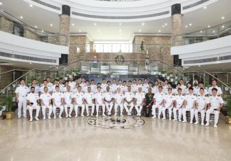 As part of Indian Navy's outreach with key Indo - Pacific Nations, a 46-member delegation from Japanese Maritime Self Defence Force Command and Staff College Tokyo was hosted at Naval Headquarters New Delhi on 27 October 2025. The delegation head Vice Admiral Ishimaki Yoshiyasu and course participants were provided an overview of India's strategic imperatives with special focus on Indo-Pacific by a combined team from HQIDS Indian Army Indian Navy and Indian Air Force. Earlier, on 24 October 2025, the delega