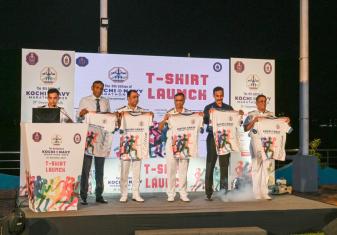 OFFICIAL T-SHIRT OF THE KOCHI NAVY MARATHON 2025 WAS UNVEILED IN A VIBRANT CEREMONY AT SOUTHERN NAVAL COMMAND, KOCHI