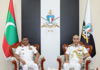 DCNS CALLED ON CHIEF OF DEFENCE FORCE MAJ GEN IBRAHIM HILMY MNDF DURING HIS MAIDEN VISIT AT MALE, MALDIVES.