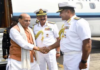 HON’BLE RAKSHA MANTRI SHRI RAJNATH SINGH ARRIVED IN VISAKHAPATNAM FOR THE OPENING CEREMONY OF EXERCISE MILAN 2026
