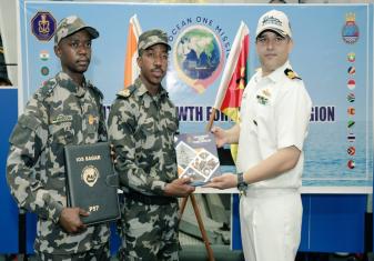 MOZAMBIQUE NAVY JOIN THE HARBOUR TRAINING PHASE OF IOS SAGAR 2026 AT SOUTHERN NAVAL COMMAND, KOCHI.