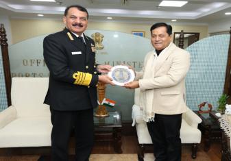Admiral Dinesh K Tripathi, CNS called on Shri Sarbananda Sonowal