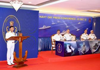 VADM KRISHNA SWAMINATHAN FOCINC WNC INTERACTED WITH MEDIA PERSONNEL AT THE ANNUAL NAVY DAY