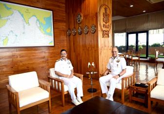 Indian Coast Guard Commander (Western Seaboard) called on Vadm Sanjay J Singh, FOCINC WNC, on 06 Aug