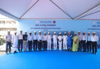 Keel Laying of Sixth Ship (By 528, Magdala) of ASW SWC Project at CSL, Kochi